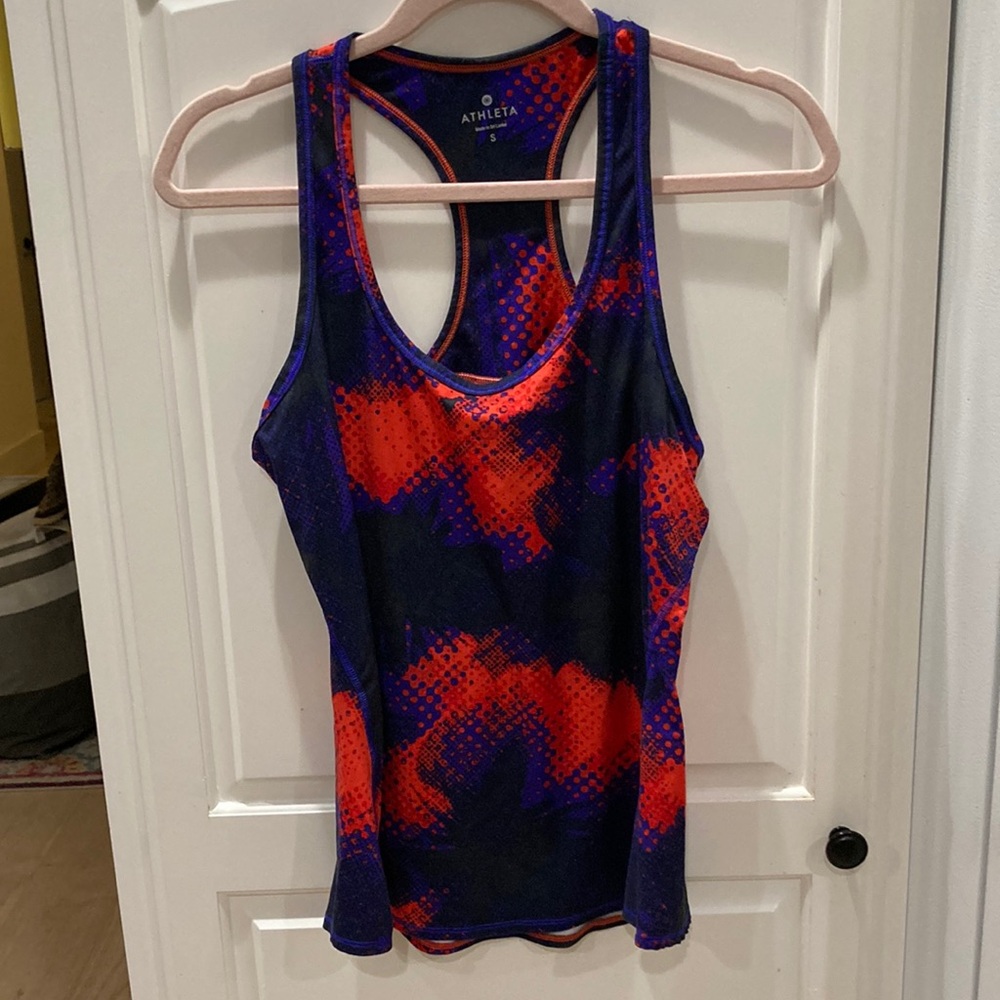 Athleta “Chi” Tank Electro purple orange graphic print size S